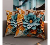 PETTI Artigiani Italiani - Coppia di Federe Cuscino 60x60 cm in Microfibra, Cuscini Arredo Camera da Letto, Divano, Salotto, Set 2 Fodere Copricuscino, Federa Floreale 05 16, 100% Made in Italy