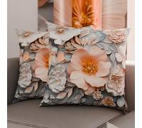 PETTI Artigiani Italiani - Coppia di Federe Cuscino 60x60 cm in Microfibra, Cuscini Arredo Camera da Letto, Divano, Salotto, Set 2 Fodere Copricuscino, Federa Floreale 05 20, 100% Made in Italy