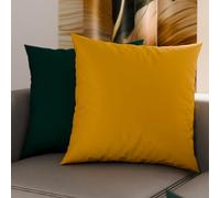 PETTI Artigiani Italiani - Coppia di Federe Cuscino 60x60 cm in Microfibra, Cuscini Arredo Camera da Letto, Divano, Set 2 Fodere Copricuscino, Federa Double Face Verde Smeraldo Giallo Ocra