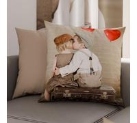 PETTI Artigiani Italiani - Coppia di Federe Cuscino 60x60 cm in Microfibra, Cuscini Arredo Camera da Letto, Divano, Salotto, Set 2 Fodere Copricuscino, Federa Bacio, 100% Made in Italy