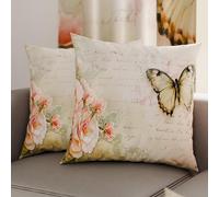 PETTI Artigiani Italiani - Coppia di Federe Cuscino 60x60 cm in Microfibra, Cuscini Arredo Camera da Letto, Divano, Salotto, Set 2 Fodere Copricuscino, Federa Shabby 336, 100% Made in Italy