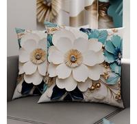 PETTI Artigiani Italiani - Coppia di Federe Cuscino 60x60 cm in Microfibra, Cuscini Arredo Camera da Letto, Divano, Salotto, Set 2 Fodere Copricuscino, Federa Floreale 05 19, 100% Made in Italy