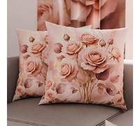 PETTI Artigiani Italiani - Coppia di Federe Cuscino 60x60 cm in Microfibra, Cuscini Arredo Camera da Letto, Divano, Salotto, Set 2 Fodere Copricuscino, Federa Floreale Rosa, 100% Made in Italy