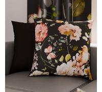 PETTI Artigiani Italiani - Coppia di Federe Cuscino 60x60 cm in Microfibra, Cuscini Arredo Camera da Letto, Divano, Salotto, Set 2 Fodere Copricuscino, Federa Floreale Nero, 100% Made in Italy