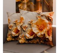 PETTI Artigiani Italiani - Coppia di Federe Cuscino 60x60 cm in Microfibra, Cuscini Arredo Camera da Letto, Divano, Salotto, Set 2 Fodere Copricuscino, Federa Floreale 06 17, 100% Made in Italy