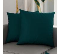 PETTI Artigiani Italiani - Coppia di Federe Cuscino 60x60 cm in Microfibra, Cuscini Arredo Camera da Letto, Divano, Set 2 Fodere Copricuscino, Federa Tinta Unita Ottanio