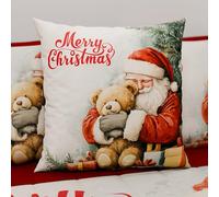 PETTI Artigiani Italiani - Coppia di Federe Cuscino 60x60 cm in Microfibra, Federe Natalizie, Cuscini Arredo di Natale Camera da Letto, Divano, Salotto, Set 2 Fodere Copricuscino, Federa Xmas 12