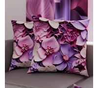 PETTI Artigiani Italiani - Coppia di Federe Cuscino 65x65 cm in Microfibra, Cuscini Arredo Camera da Letto, Divano, Salotto, Set 2 Fodere Copricuscino, Federa Floreale 05 23, 100% Made in Italy