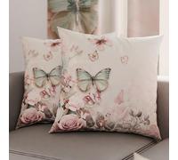 PETTI Artigiani Italiani - Coppia di Federe Cuscino 65x65 cm in Microfibra, Cuscini Arredo Camera da Letto, Divano, Salotto, Set 2 Fodere Copricuscino, Federa Floreale 10, 100% Made in Italy