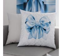 PETTI Artigiani Italiani - Coppia di Federe Cuscino 65x65 cm in Microfibra, Cuscini Arredo Camera da Letto, Divano, Salotto, Set 2 Fodere Copricuscino, Federa Fiocco Celeste, 100% Made in Italy