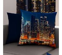 PETTI Artigiani Italiani - Coppia di Federe Cuscino 65x65 cm in Microfibra, Cuscini Arredo Camera da Letto, Divano, Salotto, Set 2 Fodere Copricuscino, Federa City Blu, 100% Made in Italy