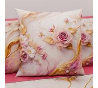 PETTI Artigiani Italiani - Coppia di Federe Cuscino 65x65 cm in Microfibra, Cuscini Arredo Camera da Letto, Divano, Salotto, Set 2 Fodere Copricuscino, Federa Floreale 06 6, 100% Made in Italy