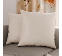 PETTI Artigiani Italiani - Coppia di Federe Cuscino 65x65 cm in Microfibra, Cuscini Arredo Camera da Letto, Divano, Set 2 Fodere Copricuscino, Federa Tinta Unita Panna, 100% Made in Italy