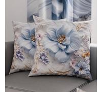 PETTI Artigiani Italiani - Coppia di Federe Cuscino 65x65 cm in Microfibra, Cuscini Arredo Camera da Letto, Divano, Salotto, Set 2 Fodere Copricuscino, Federa Floreale 06 4, 100% Made in Italy