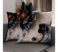 PETTI Artigiani Italiani - Coppia di Federe Cuscino 65x65 cm in Microfibra, Cuscini Arredo Camera da Letto, Divano, Salotto, Set 2 Fodere Copricuscino, Federa Floreale 06 18, 100% Made in Italy