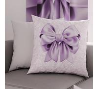 PETTI Artigiani Italiani - Coppia di Federe Cuscino 65x65 cm in Microfibra, Cuscini Arredo Camera da Letto, Divano, Salotto, Set 2 Fodere Copricuscino, Federa Fiocco Lilla, 100% Made in Italy