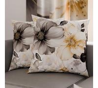 PETTI Artigiani Italiani - Coppia di Federe Cuscino 65x65 cm in Microfibra, Cuscini Arredo Camera da Letto, Divano, Salotto, Set 2 Fodere Copricuscino, Federa Floreale 28, 100% Made in Italy