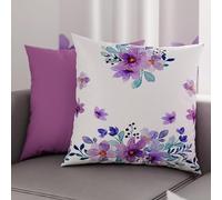 PETTI Artigiani Italiani - Coppia di Federe Cuscino 65x65 cm in Microfibra, Cuscini Arredo Camera da Letto, Divano, Salotto, Set 2 Fodere Copricuscino, Federa Floreale Viola, 100% Made in Italy