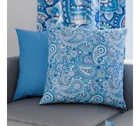 PETTI Artigiani Italiani - Coppia di Federe Cuscino 65x65 cm in Microfibra, Cuscini Arredo Camera da Letto, Divano, Salotto, Set 2 Fodere Copricuscino, Federa Paisley Azzurro, 100% Made in Italy