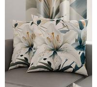 PETTI Artigiani Italiani - Coppia di Federe Cuscino 65x65 cm in Microfibra, Cuscini Arredo Camera da Letto, Divano, Salotto, Set 2 Fodere Copricuscino, Federa Floreale 31, 100% Made in Italy