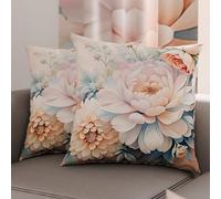 PETTI Artigiani Italiani - Coppia di Federe Cuscino 65x65 cm in Microfibra, Cuscini Arredo Camera da Letto, Divano, Salotto, Set 2 Fodere Copricuscino, Federa Floreale 35, 100% Made in Italy