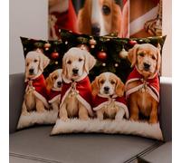PETTI Artigiani Italiani - Coppia di Federe Cuscino 65x65 cm in Microfibra, Federe Natalizie, Cuscini Arredo di Natale Camera da Letto, Divano, Salotto, Set 2 Fodere Copricuscino, Federa Xmas 18