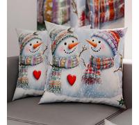 PETTI Artigiani Italiani - Coppia di Federe Cuscino 65x65 cm in Microfibra, Federe Natalizie, Cuscini Arredo di Natale Camera da Letto, Divano, Salotto, Set 2 Fodere Copricuscino, Federa Xmas 7