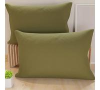 PETTI Artigiani Italiani - Coppia di Federe Cuscino 70x40 cm in Microfibra, Cuscini Arredo Camera da Letto, Divano, Set 2 Fodere Copricuscino, Federa Tinta Unita Fango, 100% Made in Italy