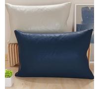 PETTI Artigiani Italiani - Coppia di Federe Cuscino 70x40 cm in Microfibra, Cuscini Arredo Camera da Letto, Divano, Set 2 Fodere Copricuscino, Federa Double Face Grigio e Blu