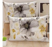PETTI Artigiani Italiani - Coppia di Federe Cuscino 70x40 cm in Microfibra, Cuscini Arredo Camera da Letto, Divano, Salotto, Set 2 Fodere Copricuscino, Federa Floreale 28, 100% Made in Italy