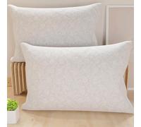 PETTI Artigiani Italiani - Coppia di Federe Cuscino 70x40 cm in Microfibra, Cuscini Arredo Camera da Letto, Divano, Salotto, Set 2 Fodere Copricuscino, Federa Pizzo Tortora, 100% Made in Italy