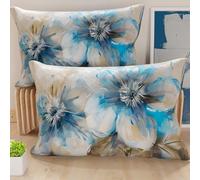 PETTI Artigiani Italiani - Coppia di Federe Cuscino 70x40 cm in Microfibra, Cuscini Arredo Camera da Letto, Divano, Salotto, Set 2 Fodere Copricuscino, Federa Floreale 39, 100% Made in Italy