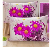 PETTI Artigiani Italiani - Coppia di Federe Cuscino 70x40 cm in Microfibra, Cuscini Arredo Camera da Letto, Divano, Salotto, Set 2 Fodere Copricuscino, Federa Floreale Viola 2, 100% Made in Italy