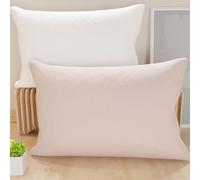 PETTI Artigiani Italiani - Coppia di Federe Cuscino 70x50 cm in Microfibra, Cuscini Arredo Camera da Letto, Divano, Set 2 Fodere Copricuscino, Federa Double Face Bianco Cipria Chiaro