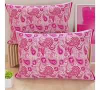 PETTI Artigiani Italiani - Coppia di Federe Cuscino 80x40 cm in Microfibra, Cuscini Arredo Camera da Letto, Divano, Salotto, Set 2 Fodere Copricuscino, Federa Paisley Rosa, 100% Made in Italy