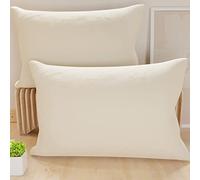 PETTI Artigiani Italiani - Coppia di Federe Cuscino 80x40 cm in Microfibra, Cuscini Arredo Camera da Letto, Divano, Set 2 Fodere Copricuscino, Federa Tinta Unita Panna, 100% Made in Italy