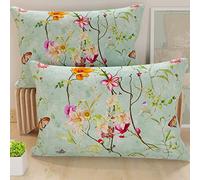 PETTI Artigiani Italiani - Coppia di Federe Cuscino 80x40 cm in Microfibra, Cuscini Arredo Camera da Letto, Divano, Salotto, Set 2 Fodere Copricuscino, Federa Spring Acquamarina, 100% Made in Italy
