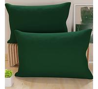 PETTI Artigiani Italiani - Coppia di Federe Cuscino 80x40 cm in Microfibra, Cuscini Arredo Camera da Letto, Divano, Set 2 Fodere Copricuscino, Federa Tinta Unita Verde, 100% Made in Italy