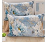 PETTI Artigiani Italiani - Coppia di Federe Cuscino 80x40 cm in Microfibra, Cuscini Arredo Camera da Letto, Divano, Salotto, Set 2 Fodere Copricuscino, Federa Floreale 13, 100% Made in Italy