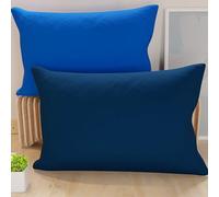 PETTI Artigiani Italiani - Coppia di Federe Cuscino 80x50 cm in Microfibra, Cuscini Arredo Camera da Letto, Divano, Set 2 Fodere Copricuscino, Federa Double Face Blu Elettrico Notte