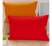 PETTI Artigiani Italiani - Coppia di Federe Cuscino 80x50 cm in Microfibra, Cuscini Arredo Camera da Letto, Divano, Set 2 Fodere Copricuscino, Federa Double Face Arancione Rosso