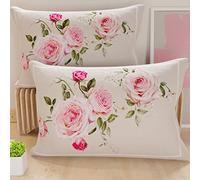 PETTI Artigiani Italiani - Coppia di Federe Cuscino Letto 50x80 cm, Federa in Microfibra Anallergica, Set Due Fodere Copricuscino Matrimoniale Fantasia Floreale, 100% Made in Italy