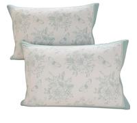 PETTI Artigiani Italiani - Federe Cuscini Letto, Coppia di Federe 50x80 cm, Federa Copricuscino, Federe in Microfibra Anallergica, Made in Italy, Federe Botanic 03 Celeste