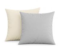 PETTI Artigiani Italiani - Coppia di Federe Cuscino 80x80 cm in Microfibra, Cuscini Arredo Camera da Letto, Divano, Set 2 Fodere Copricuscino, Federa Double Face Panna Grigio Chiaro
