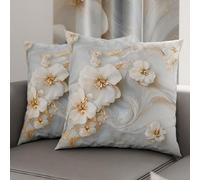 PETTI Artigiani Italiani - Coppia di Federe Cuscino 80x80 cm in Microfibra, Cuscini Arredo Camera da Letto, Divano, Salotto, Set 2 Fodere Copricuscino, Federa Floreale 06 1, 100% Made in Italy