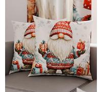 PETTI Artigiani Italiani - Coppia di Federe Cuscino 80x80 cm in Microfibra, Federe Natalizie, Cuscini Arredo di Natale Camera da Letto, Divano, Salotto, Set 2 Fodere Copricuscino, Federa Xmas 19