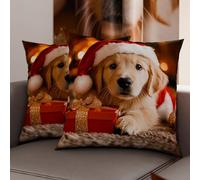 PETTI Artigiani Italiani - Coppia di Federe Cuscino 80x80 cm in Microfibra, Federe Natalizie, Cuscini Arredo di Natale Camera da Letto, Divano, Salotto, Set 2 Fodere Copricuscino, Federa Xmas 15