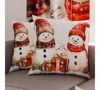 PETTI Artigiani Italiani - Coppia di Federe Cuscino 80x80 cm in Microfibra, Federe Natalizie, Cuscini Arredo di Natale Camera da Letto, Divano, Salotto, Set 2 Fodere Copricuscino, Federa Pupazzo 01