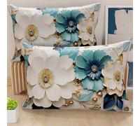 PETTI Artigiani Italiani - Coppia di Federe Cuscino Letto 50x80 cm, Federa in Microfibra Anallergica, Set Due Fodere Copricuscino Matrimoniale Fantasia Floreale 05 19, 100% Made in Italy
