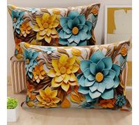 PETTI Artigiani Italiani - Coppia di Federe Cuscino Letto 50x80 cm, Federa in Microfibra Anallergica, Set Due Fodere Copricuscino Matrimoniale Fantasia Floreale 05 16, 100% Made in Italy